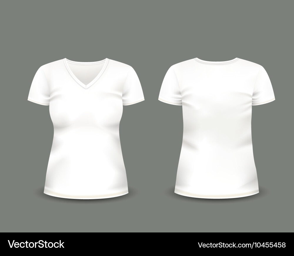 White V-Neck T-Shirt Template - Front & Back Vektorbild