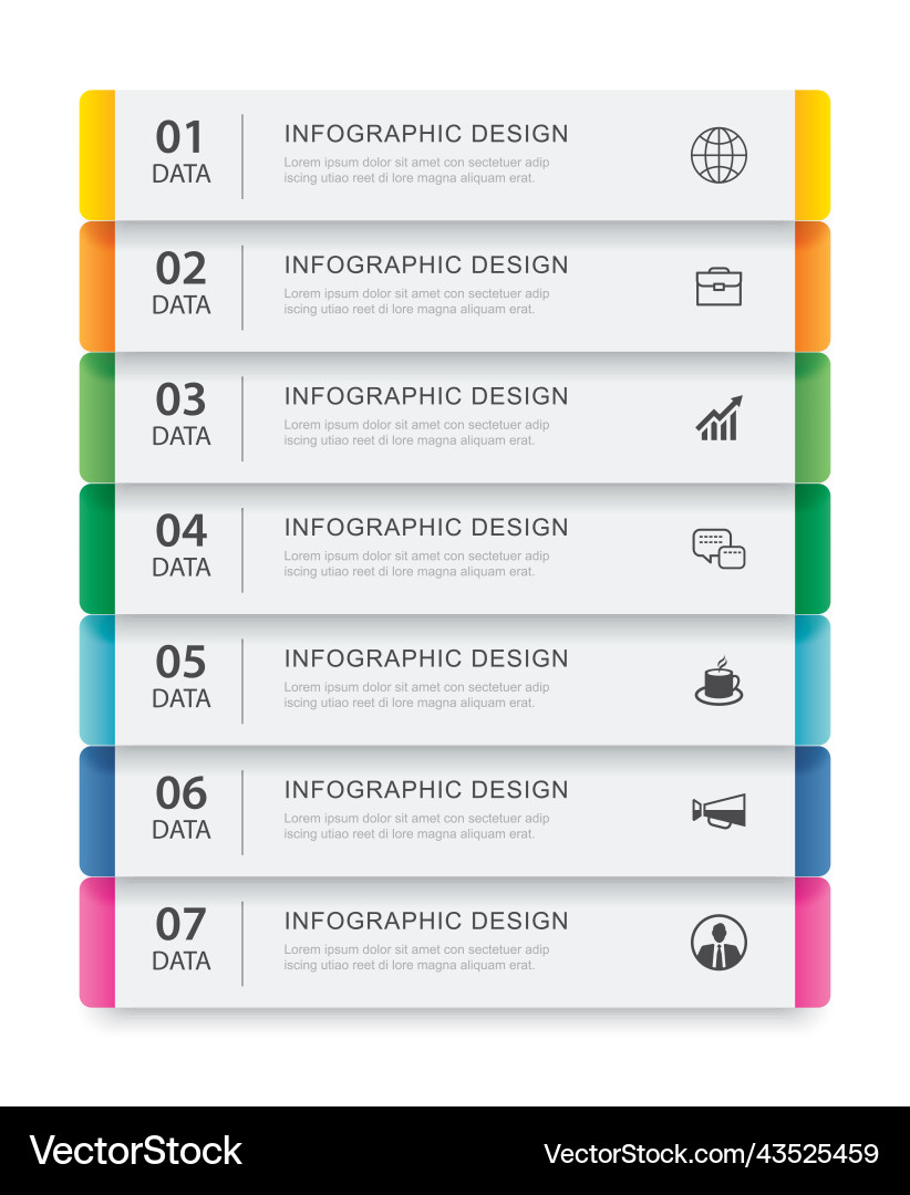7 data infographics tab paper index template 7 data infographics tab paper index template Vector Image