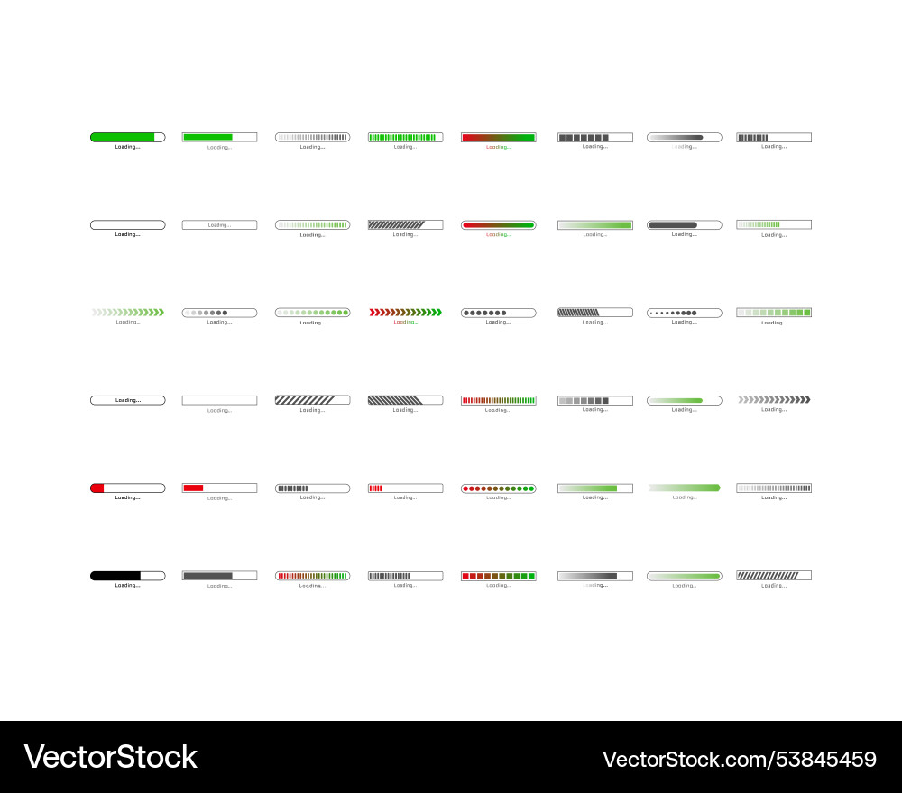 Collection loading bar status icon set of loaded Vector Image