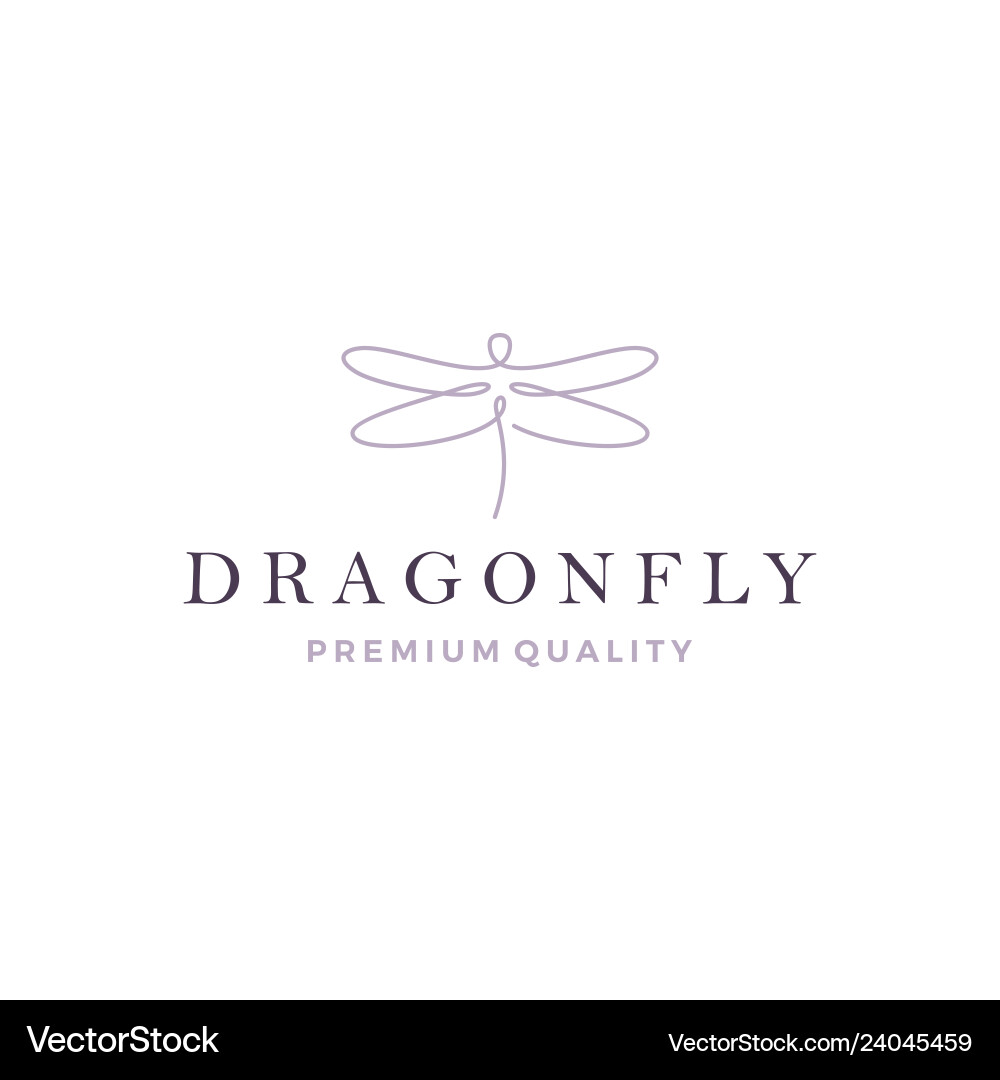 Dragonfly Line Art Logo Vector Image
