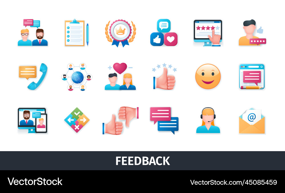 Feedback 3d icon set vector image