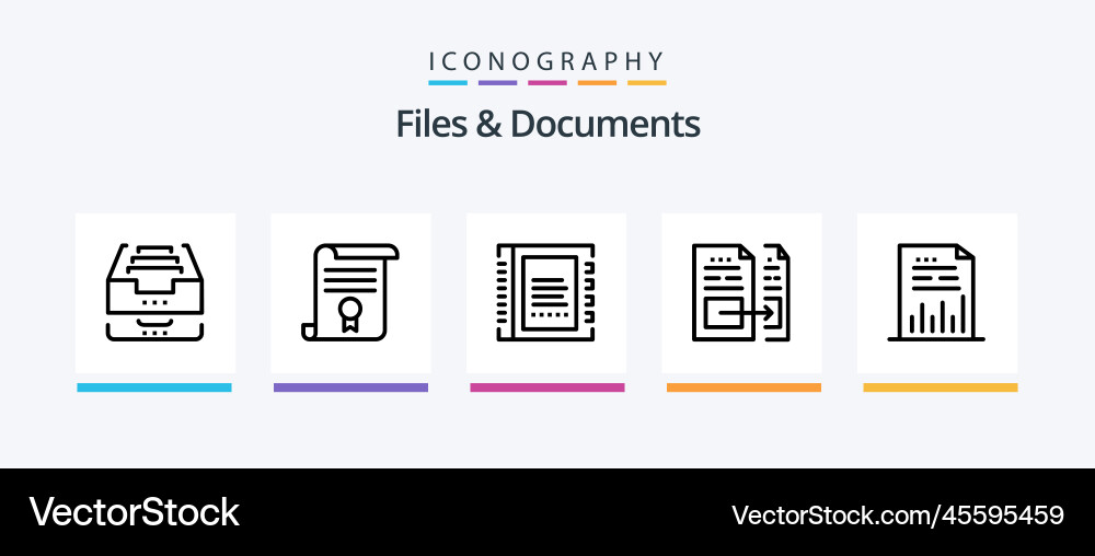 Files and documents line 5 icon pack including Vector Image