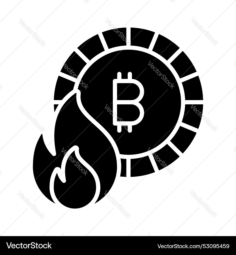 Fireflame with bitcoin showing concept Vector Image