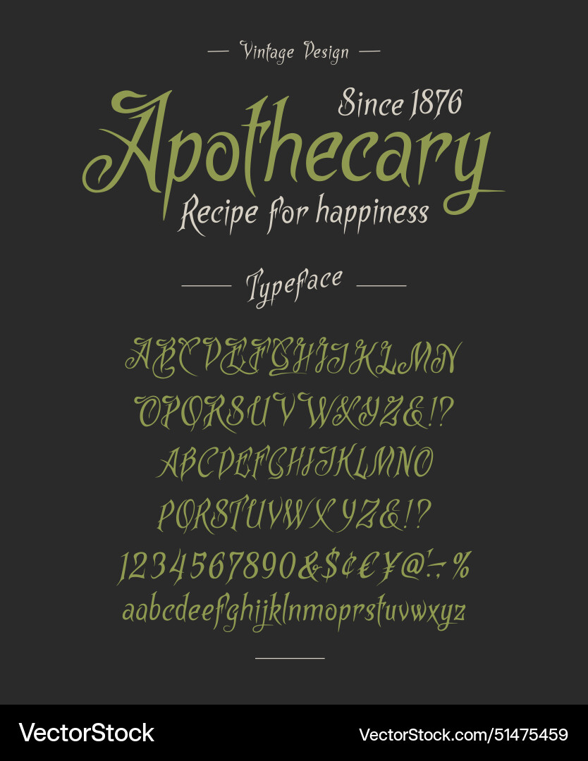Font apothecary vintage typeface design Font apothecary vintage typeface design vector image