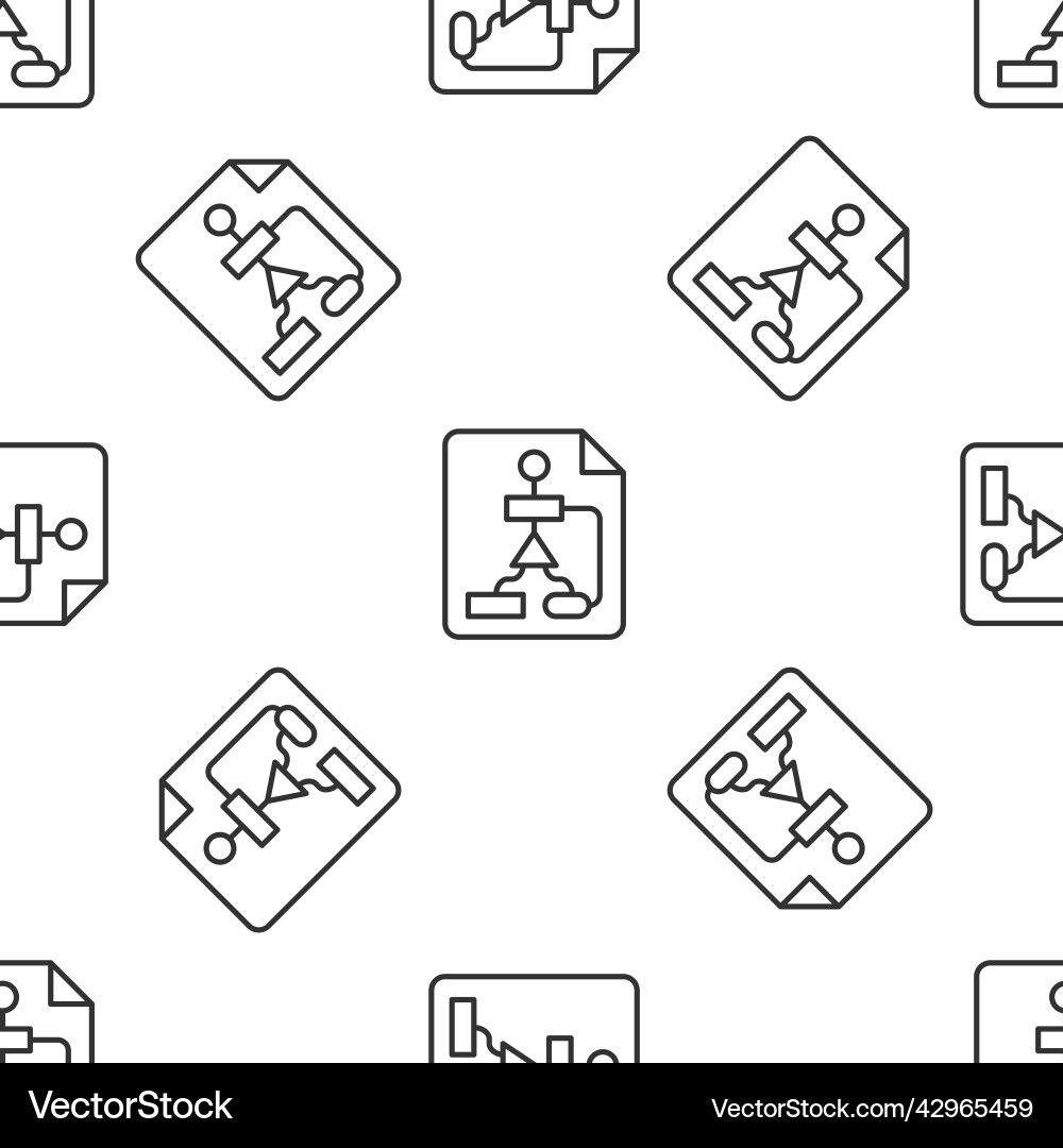 Grey line tile flowchart for program design Vector Image