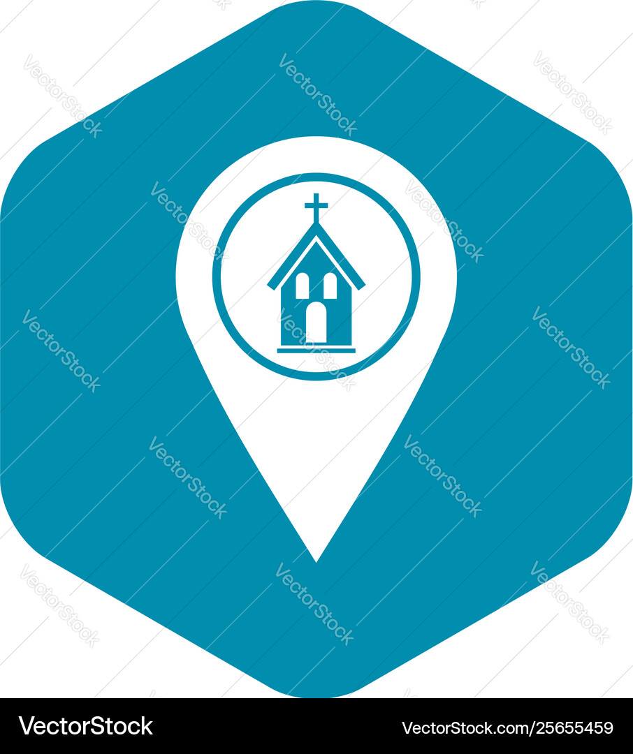 Map pointer with church icon simple style Map pointer with church icon simple style vector image