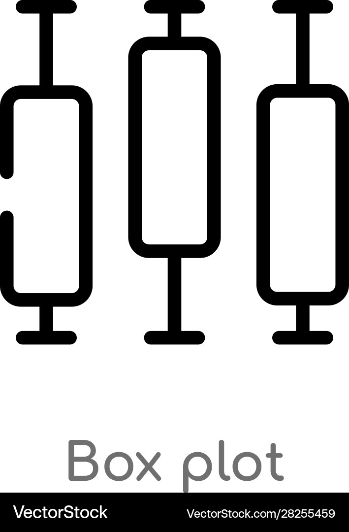 Outline box plot icon isolated black simple line Outline box plot icon isolated black simple line Vector Image