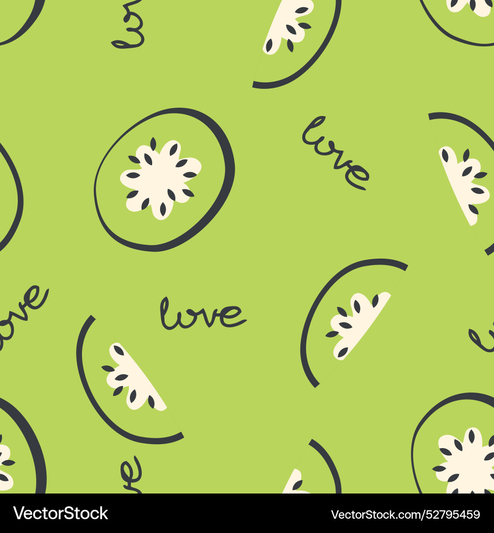 Romantic seamless pattern with kiwi slices Romantic seamless pattern with kiwi slices vector image