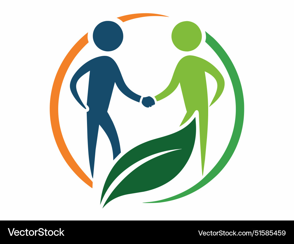 Unity in simplicity the two-stick man handshake vector image