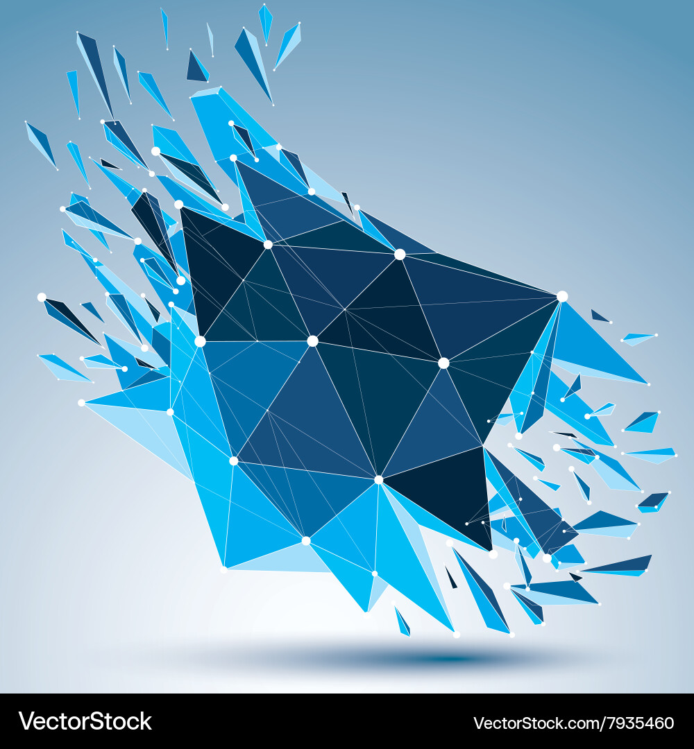 3d digital wireframe complicated object broken Vector Image