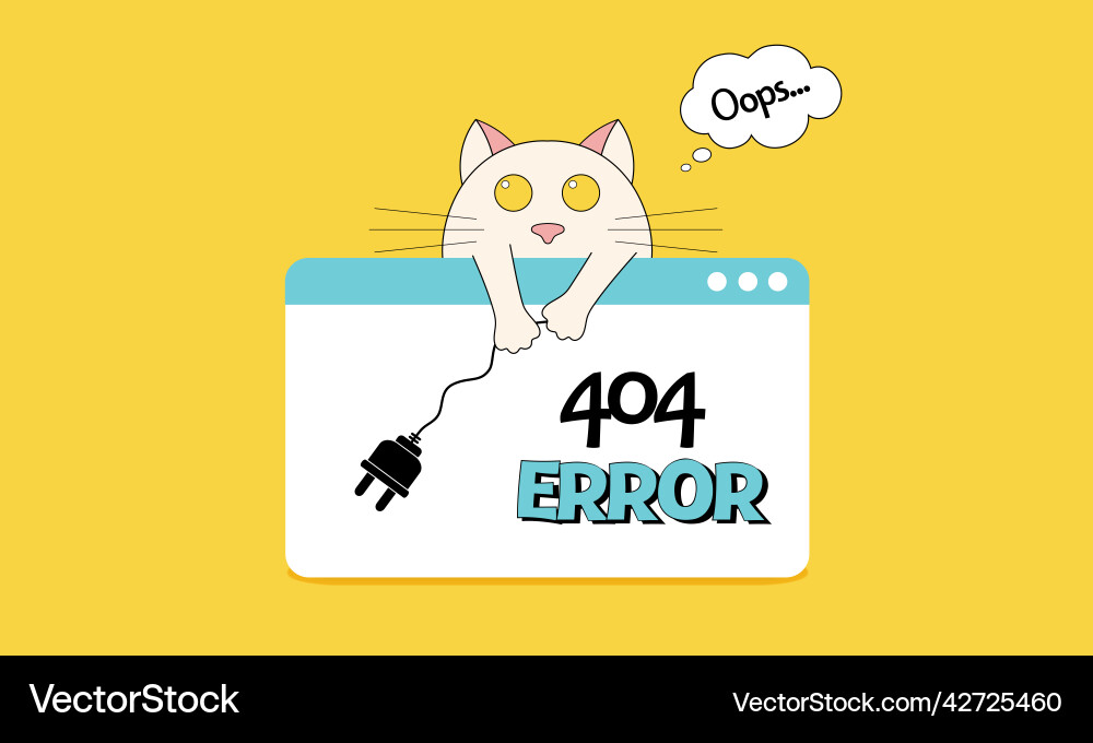 404 error page with cat Vector Image