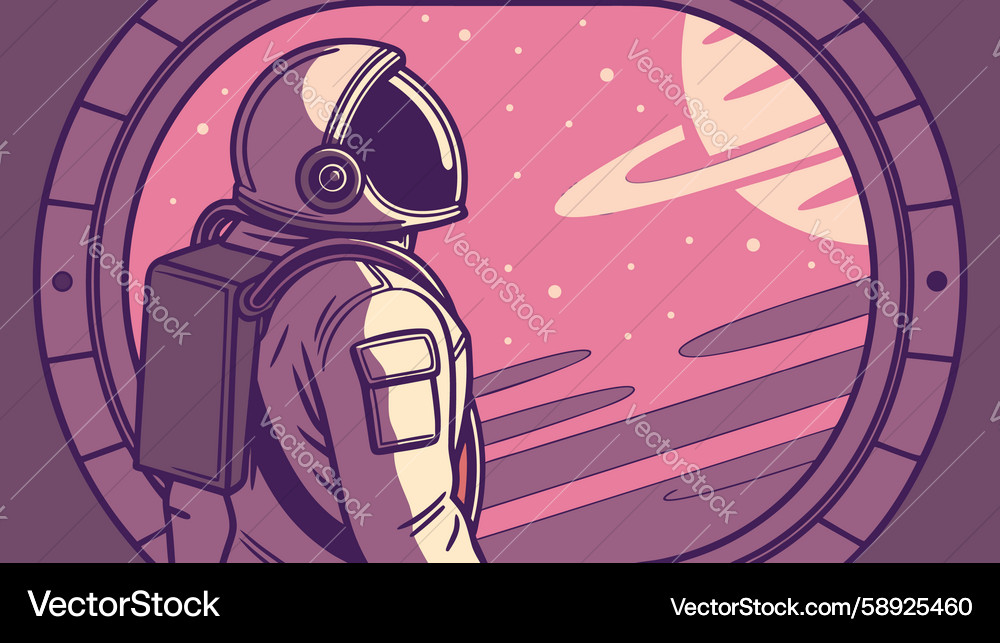Astronaut view from spaceship window of cosmic Vector Image