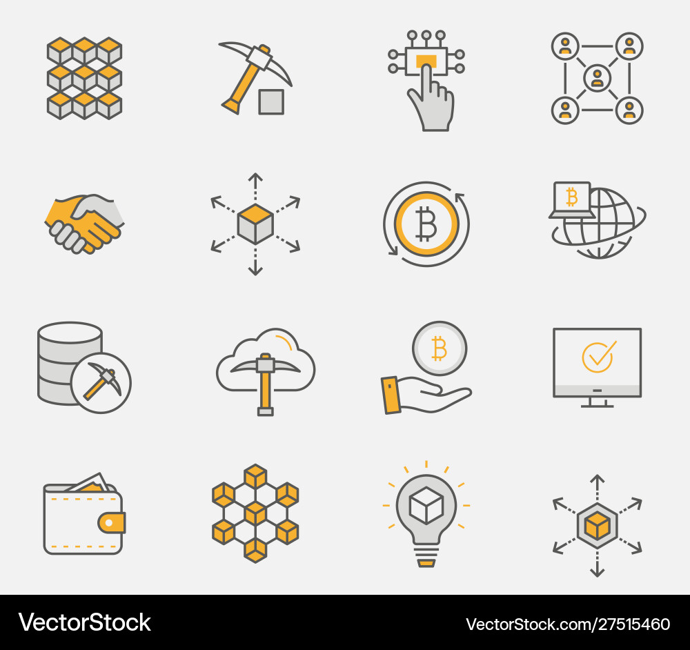 Blockchain Icon Set - Editable Stroke vector image