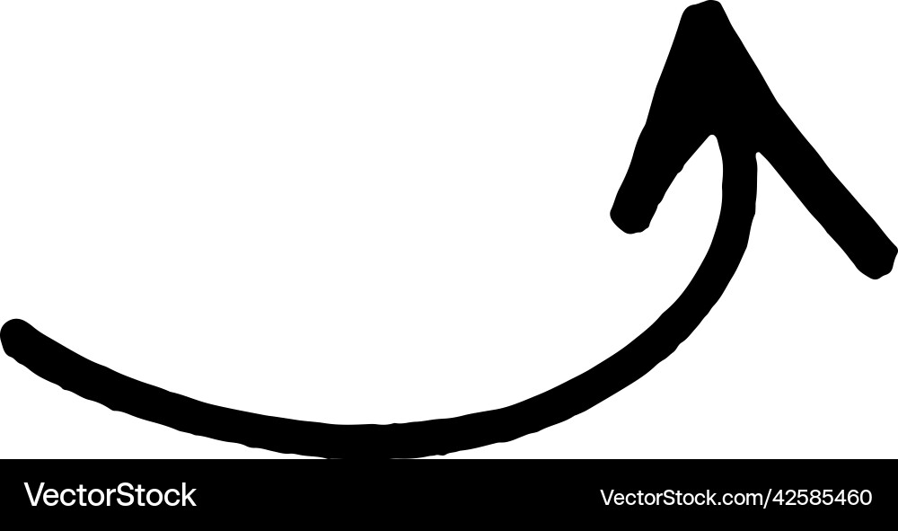 Brushstroke arrow smooth up hand drawn pointer Brushstroke arrow smooth up hand drawn pointer Vector Image