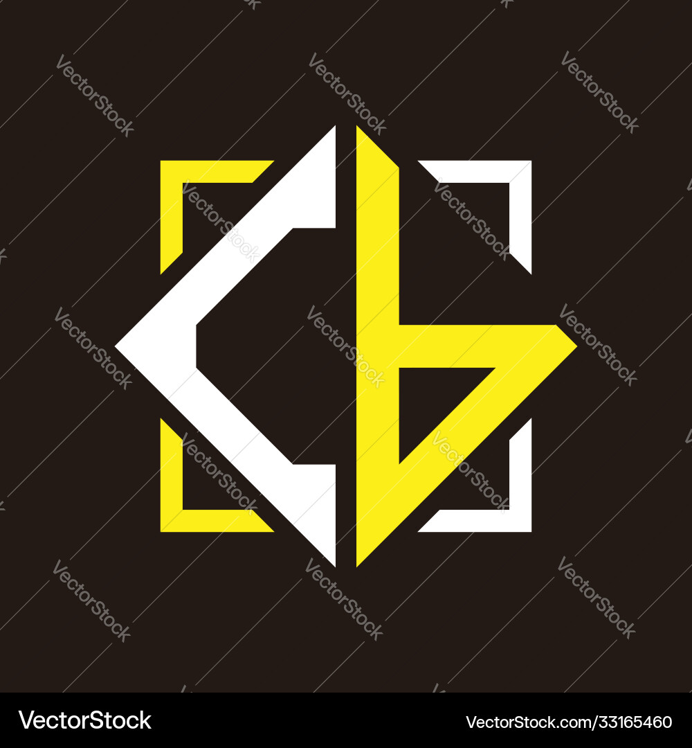 C b initials quadrangle monogram with square C b initials quadrangle monogram with square Vector Image