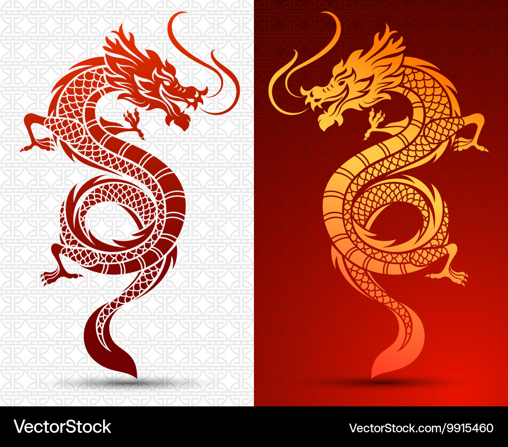 Chinese Dragon Silhouette Vector Image