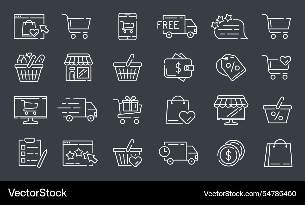 Commerce icons shopping symbols supermarket cart Commerce icons shopping symbols supermarket cart vector image