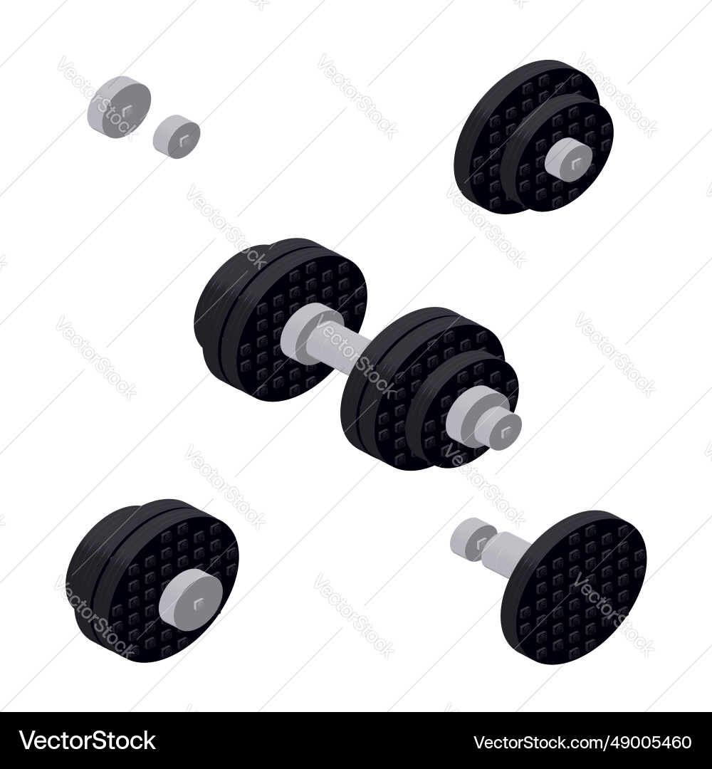Concept with dumbbells working out in isometric Concept with dumbbells working out in isometric Vector Image