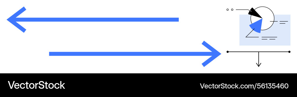 Data flow with arrows pointing to analytical chart Data flow with arrows pointing to analytical chart vector image