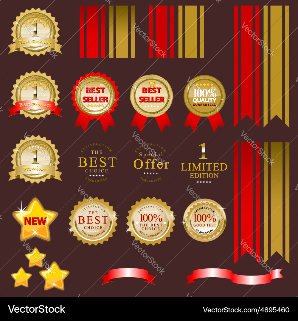 Gold label for present best of product Vector Image