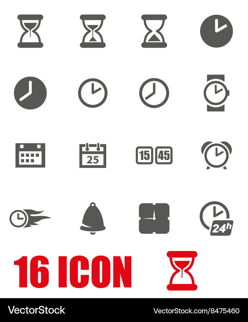 Grey time icon set Vector Image