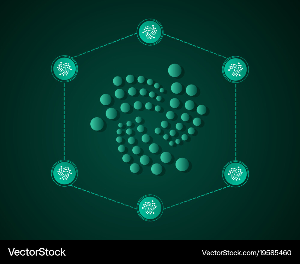 Iota blockchain on green background Vector Image