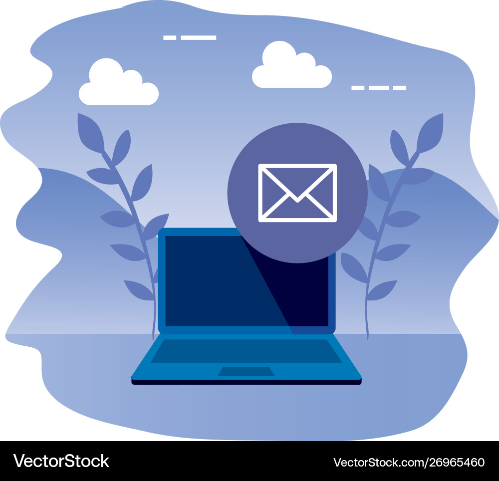 Laptop computer with envelope email Vector Image