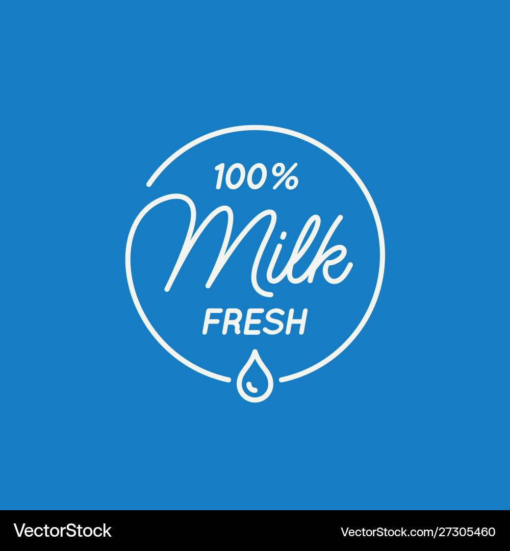 Milk lettering logo round linear vector image