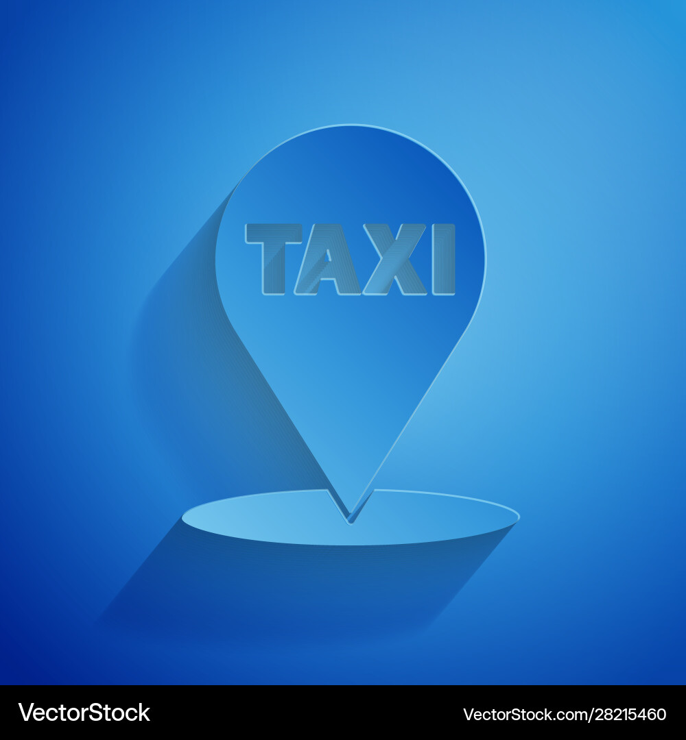 Paper cut map pointer with taxi icon isolated Paper cut map pointer with taxi icon isolated Vector Image