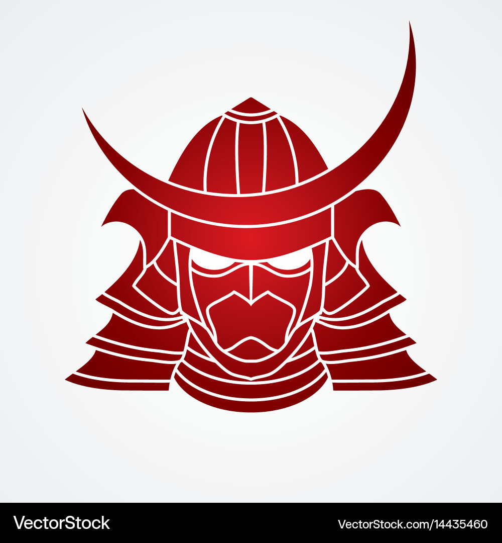 Samurai mask helmet head weapon vector image