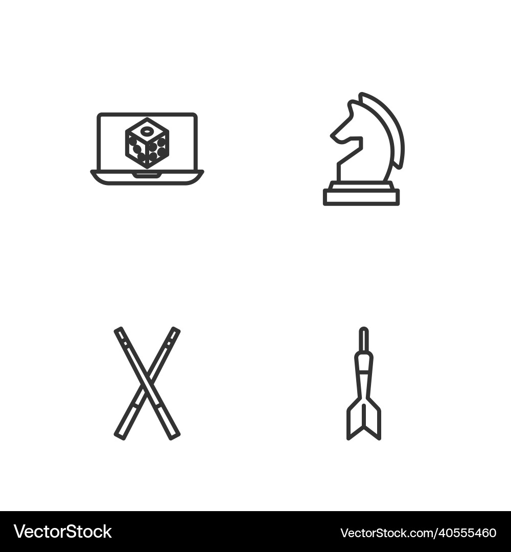 Set line dart arrow crossed billiard cues game Vector Image