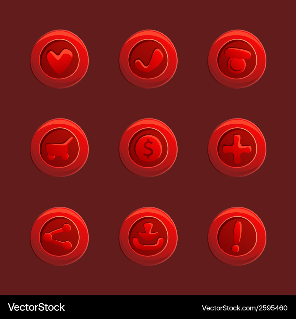 Set of red elements for ui game Vector Image