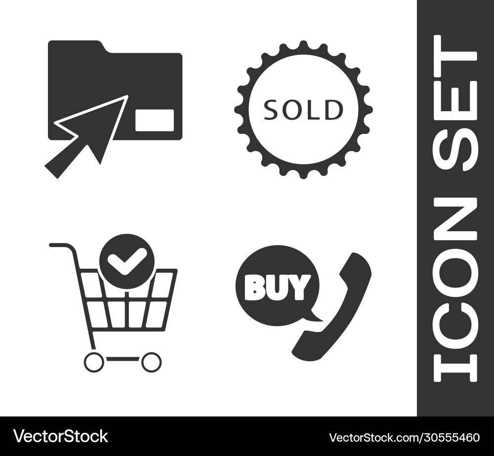 Set phone and speech bubble with buy cursor click Vector Image