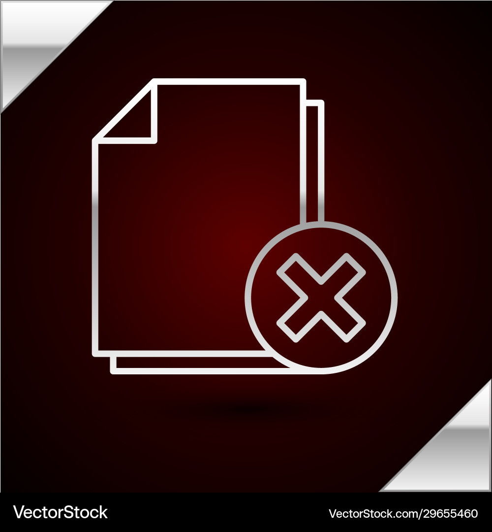 Silver line delete file document icon isolated Silver line delete file document icon isolated vector image