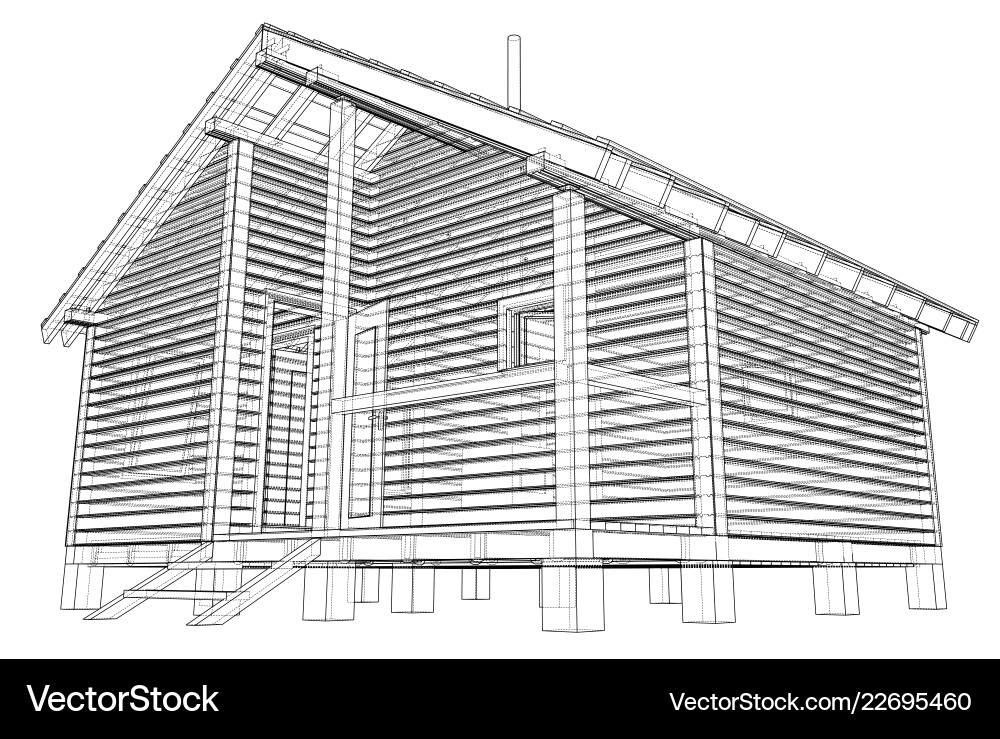 Sketch of small house rendering 3d Sketch of small house rendering 3d Vector Image