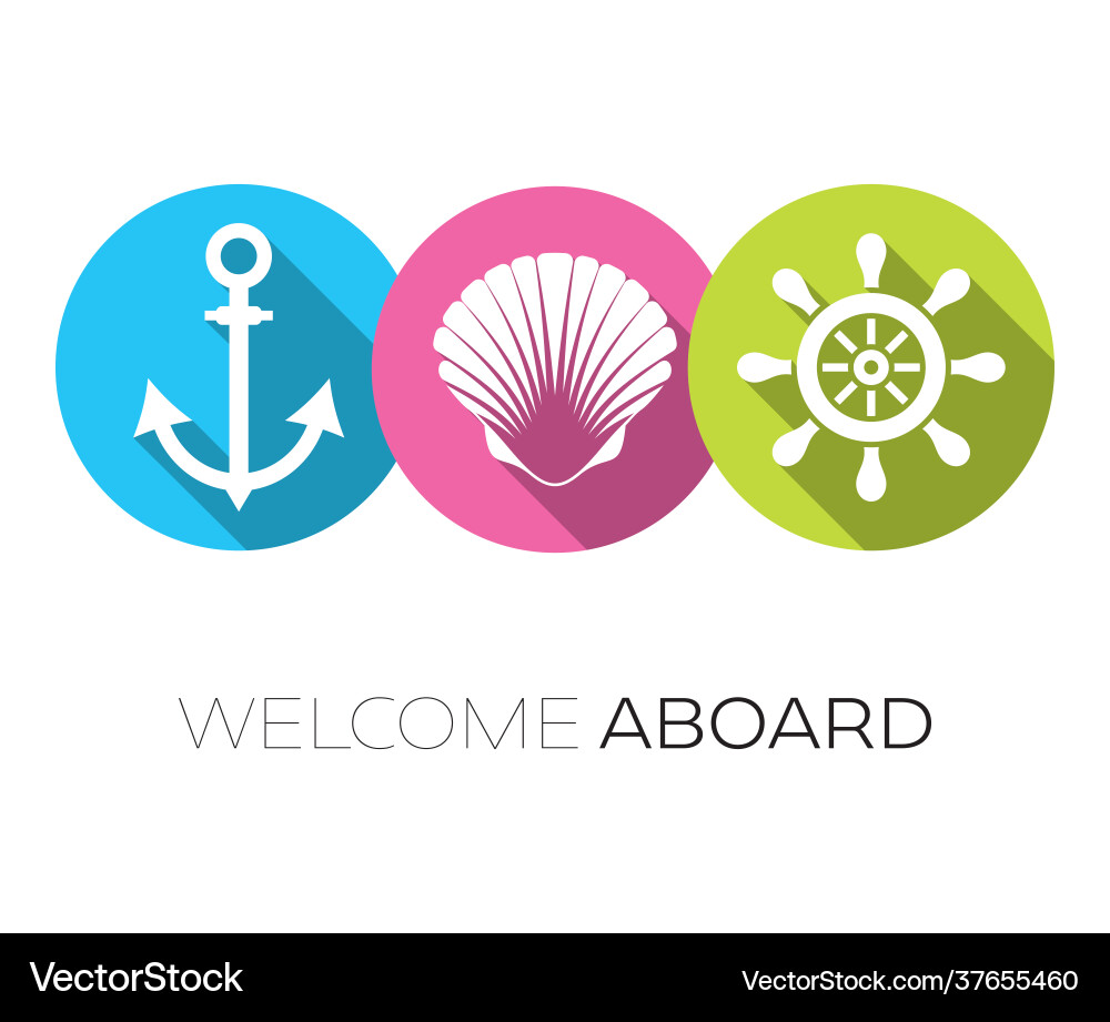 Welcome aboard design with marine icons vector image