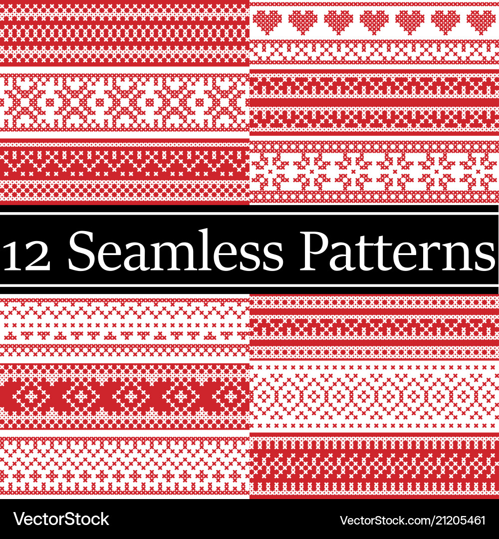 12 nordic style patterns inspired by scan 12 nordic style patterns inspired by scan Vector Image