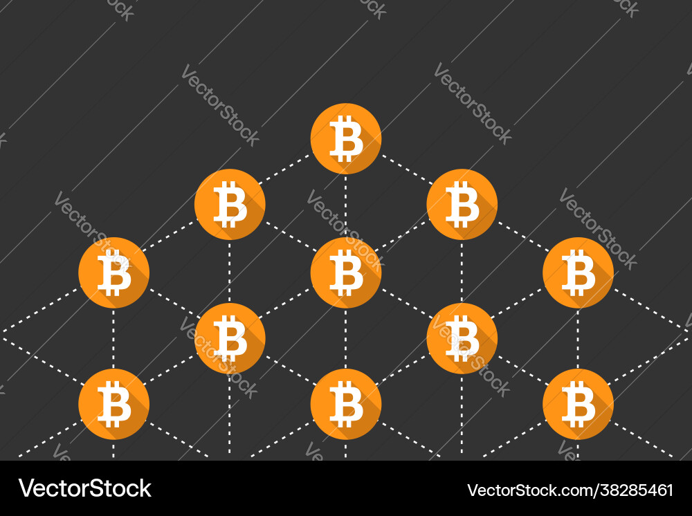 Bitcoin Netzwerk Blockchain Knoten Vektorbild