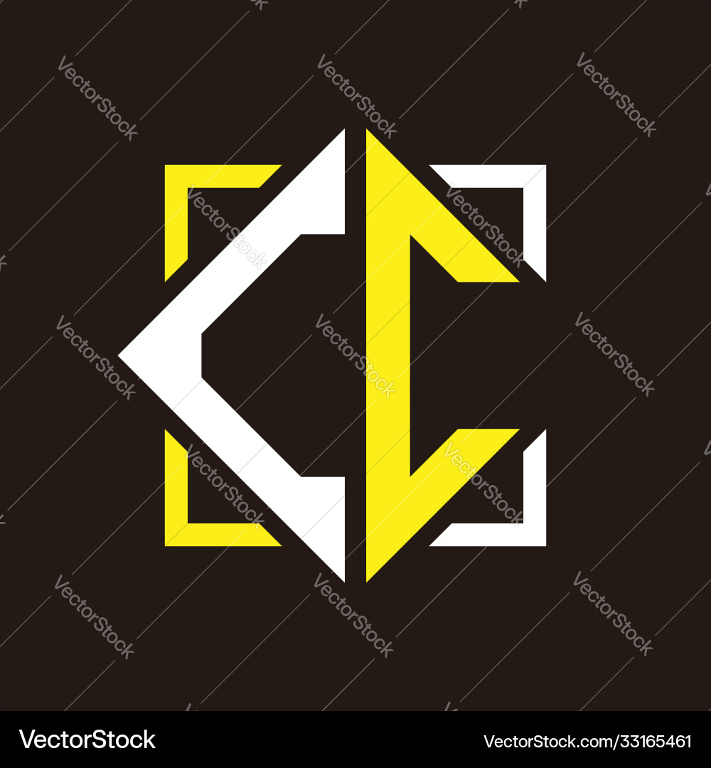 C initials quadrangle monogram with square C initials quadrangle monogram with square Vector Image