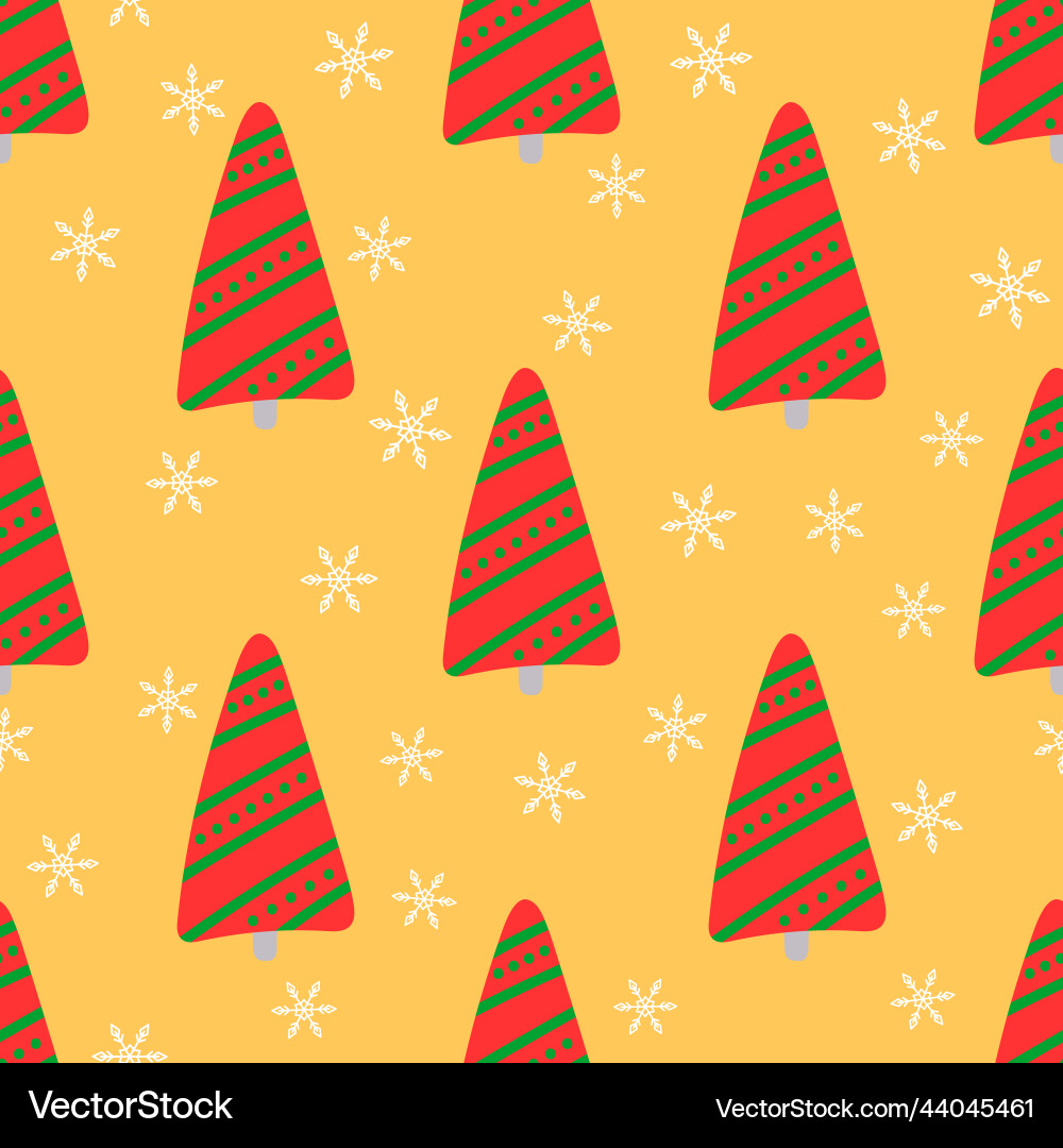 Christmas tree and snowflake seamless pattern new Vector Image