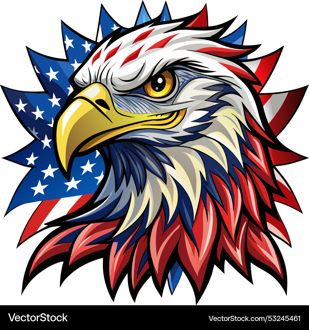 Eagle head with american flag pattern Royalty Free Vector