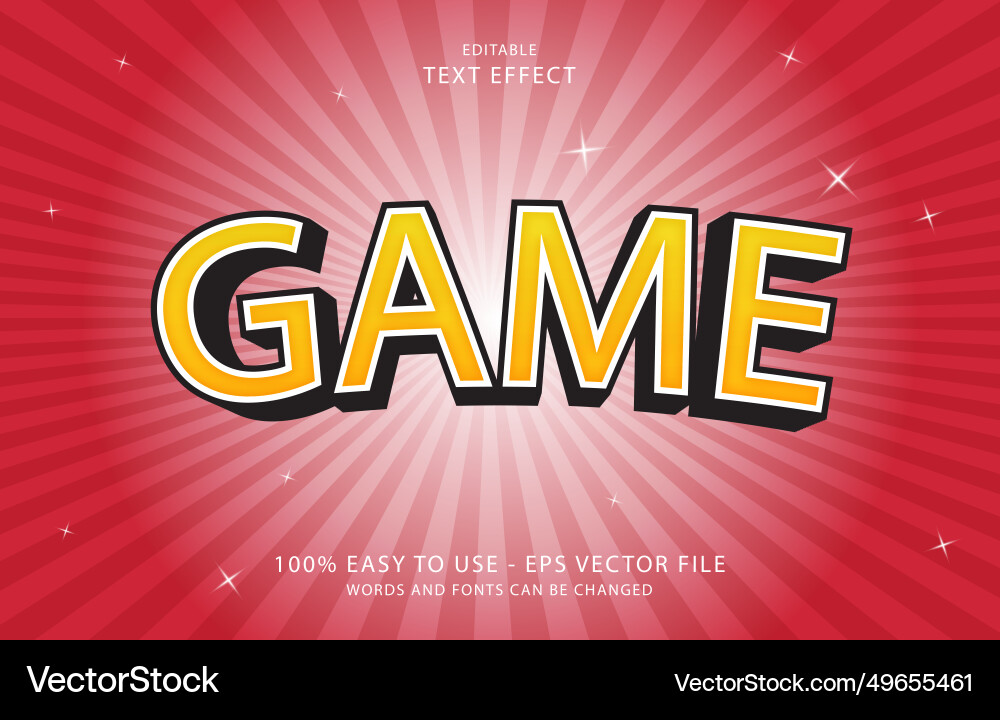Editable text effect bold game style Vector Image