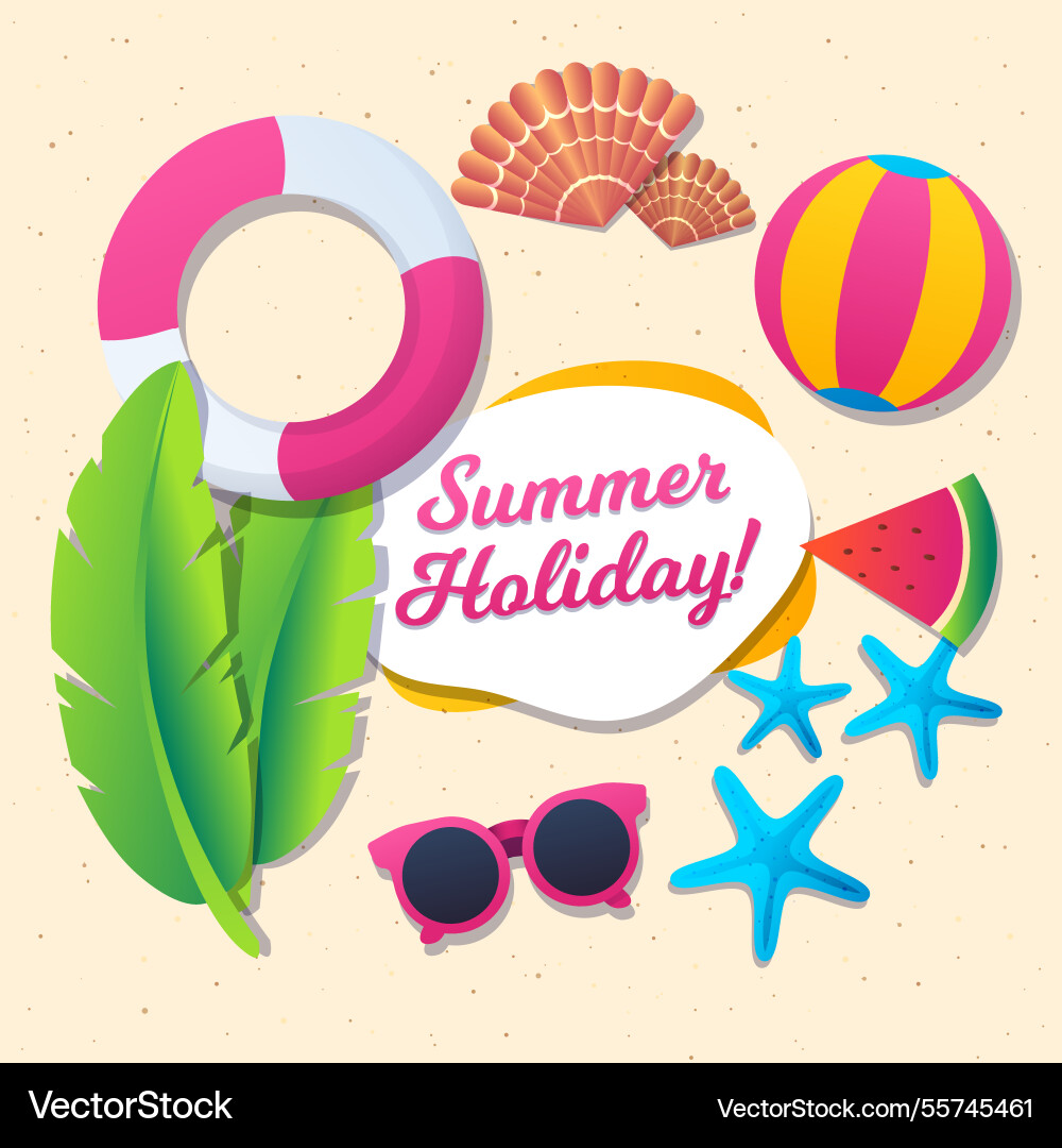Flat hello summer background Vector Image