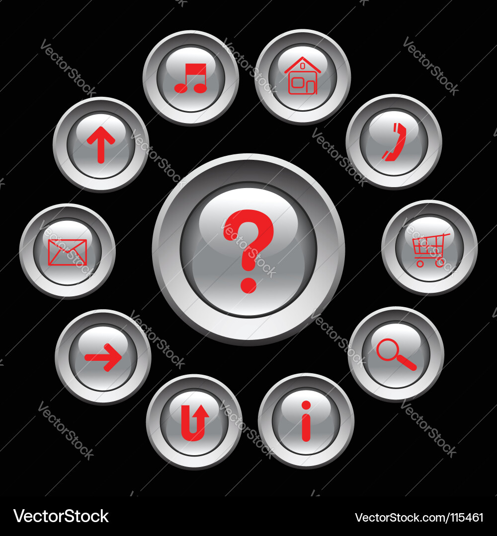 Glossy buttons with red symbols Vector Image