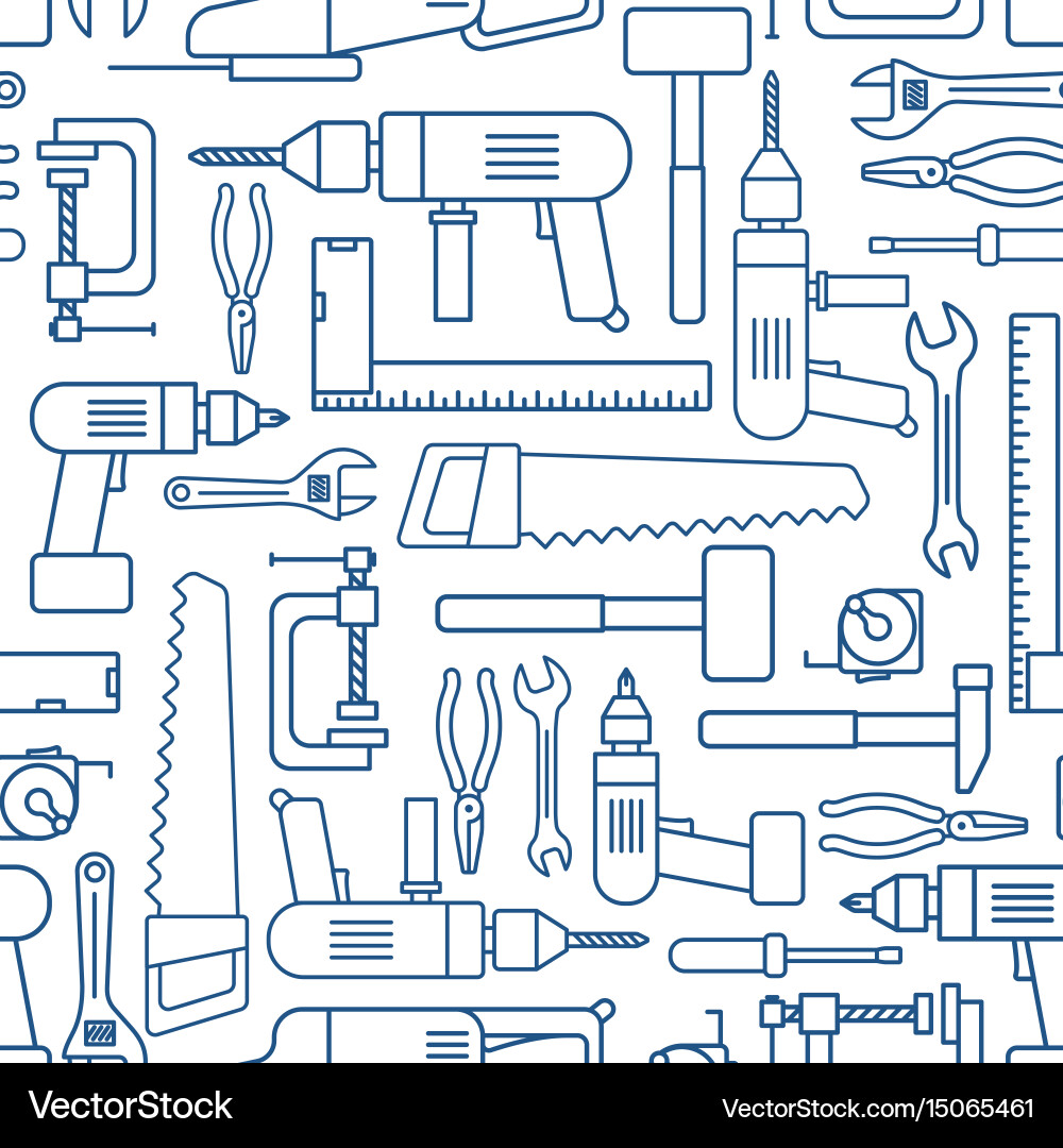 Hardware tool set linear seamless pattern Vector Image