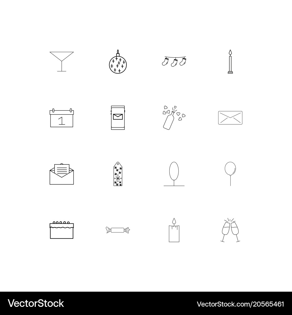 Holidays simple linear icons set outlined Vector Image