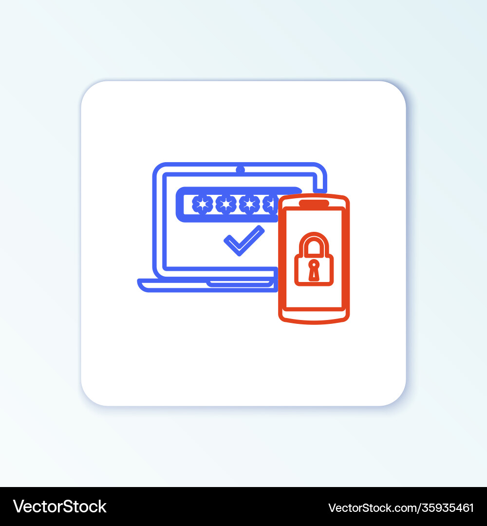 Line multi factor two steps authentication icon Line multi factor two steps authentication icon Vector Image