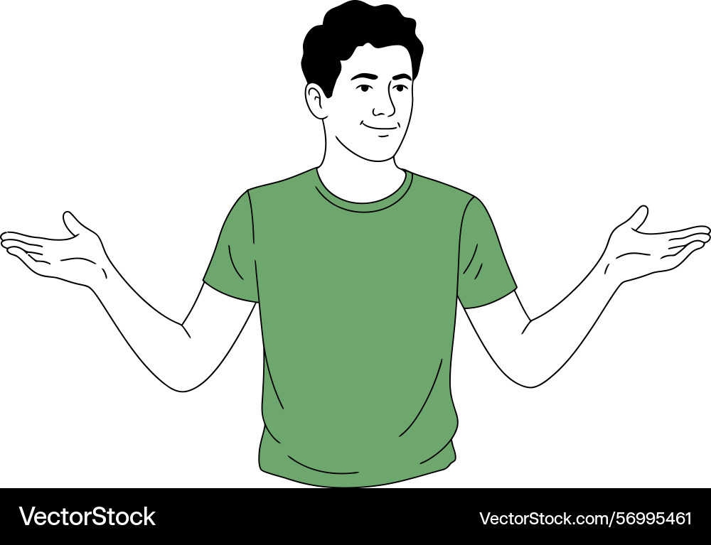 Man shrugging with open palms flat style vector image