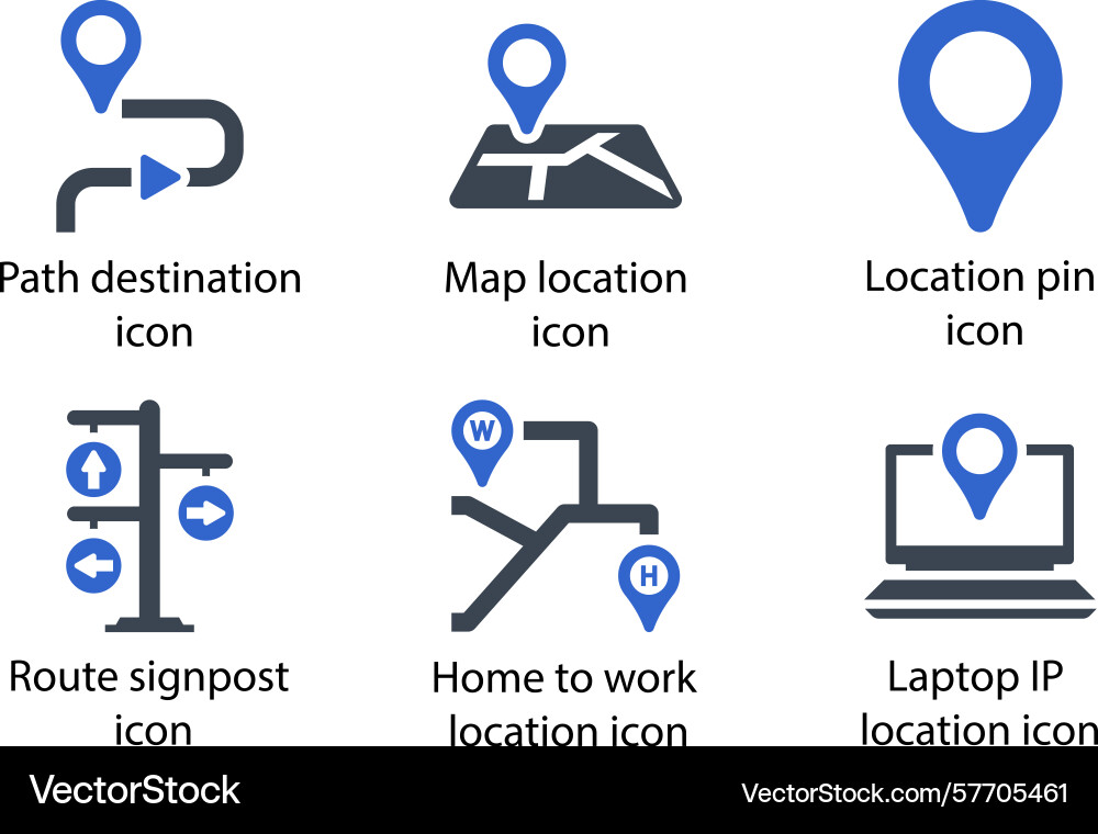 Path destination map location pin route signpost Vector Image