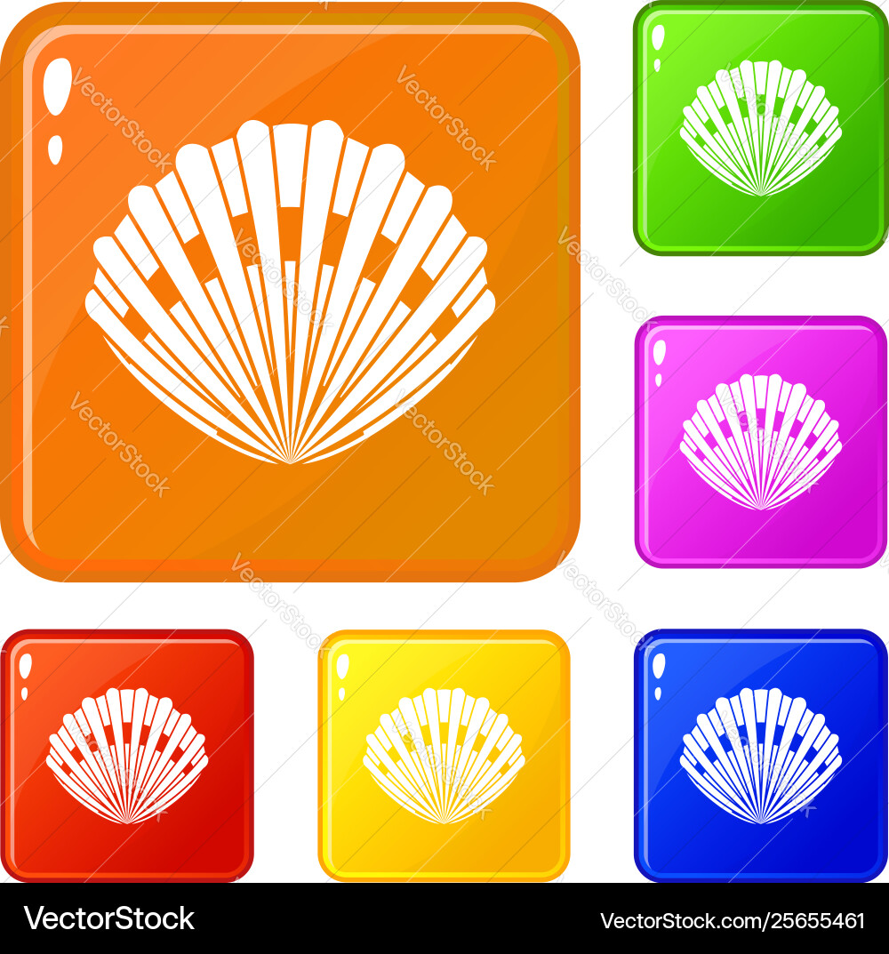 Pearl shell icons set color Pearl shell icons set color vector image